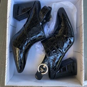 Chase+Chloe Patent Leather Croc Slingback Heels